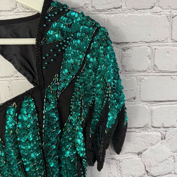 Vintage Alyce Designs Beaded Sequin Formal Gown Dress Size 8 - Picture 5 of 16